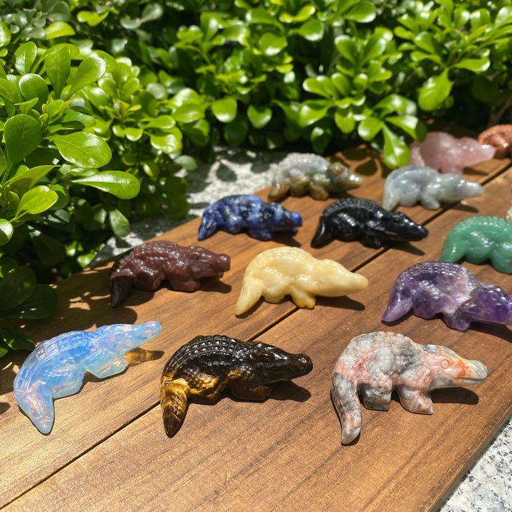 Olivenorma 2'' Crystal Carved Crocodile Figurine Gemstone Decoration - image 0