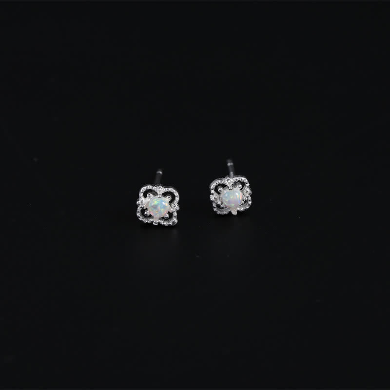 Olivenorma Delicate Vintage Opal Rhombic Earrings - Silver - image 10