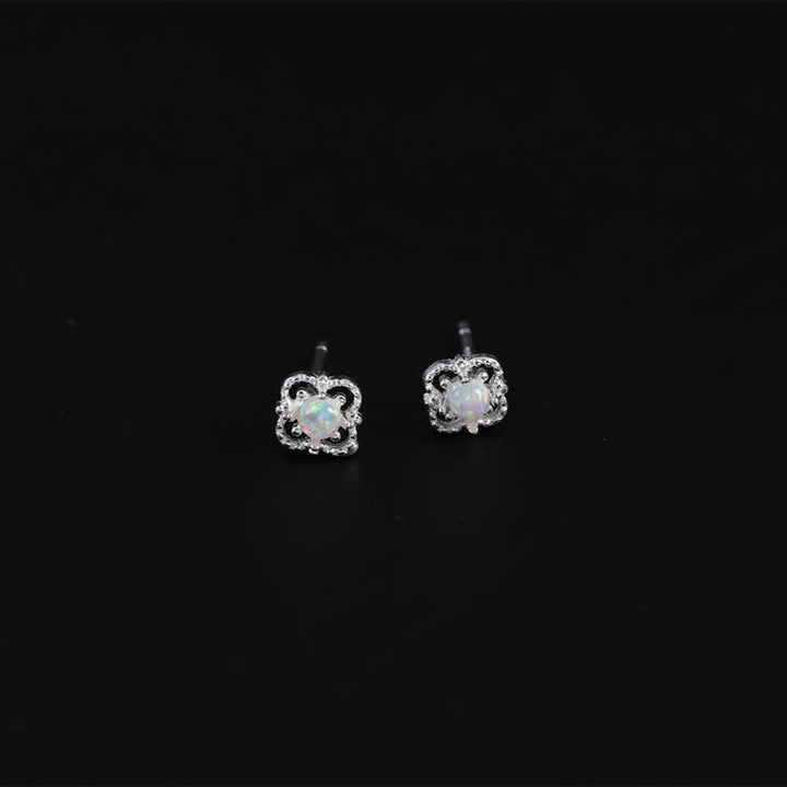Olivenorma Delicate Vintage Opal Rhombic Earrings - Silver - image 10