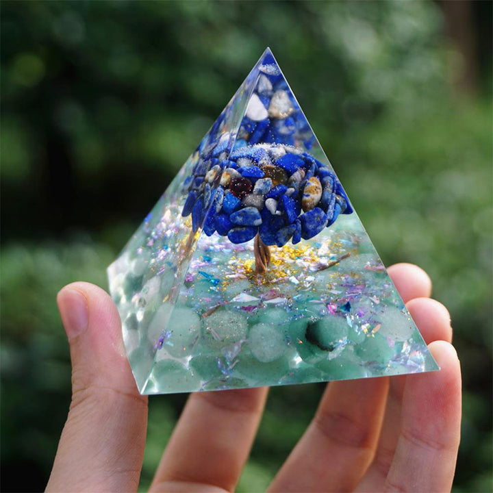 Olivenorma Lapis Lazuli with Green Aventurine Tree Of Life Orgone Pyramid - image 2