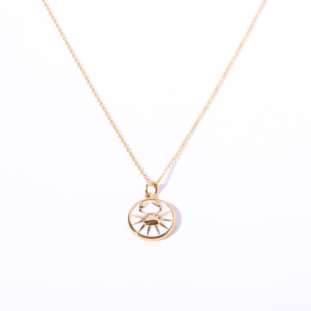 Olivenorma White Zircon Vintage Zodiac Stainless Steel 18k Necklace - Cancer - image 8