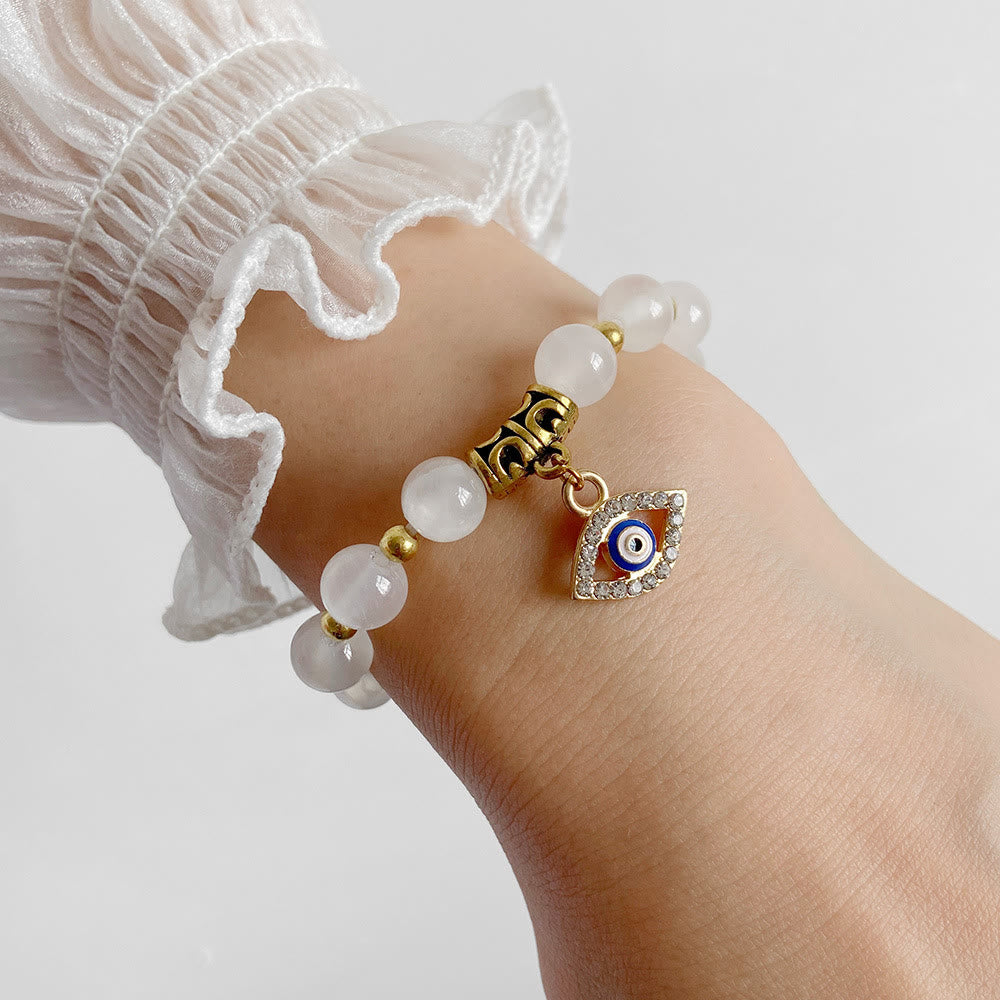 Olivenorma Natural Stone Beaded Evil Eye Pendant Bracelet - image 6