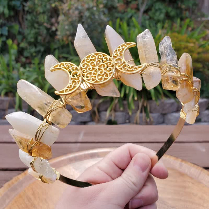 Olivenorma Citrine Crown with Gold Moon Phase Crystal Crown - image 3