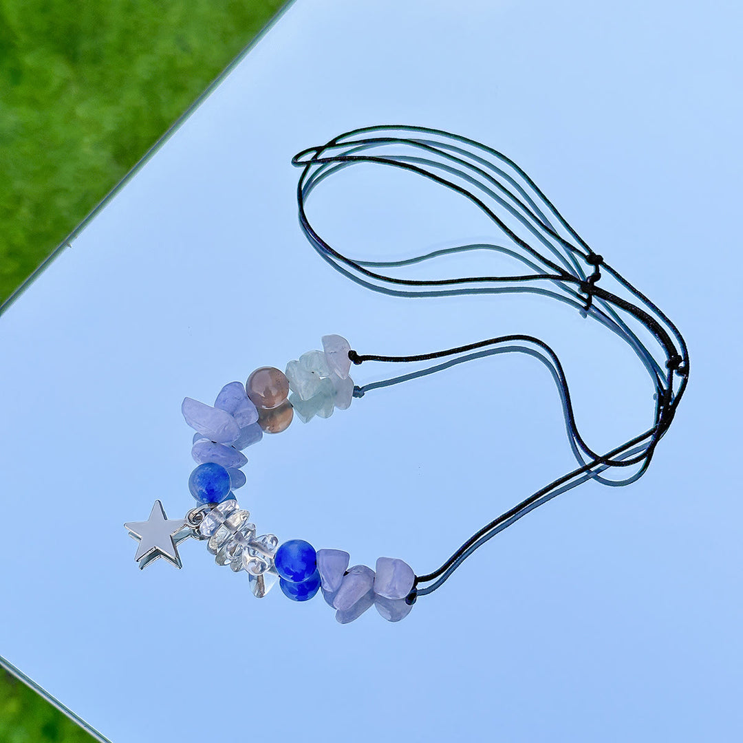 Olivenorma Natural Stone Butterfly Tassel Leather Wax Thread Necklace - image 35