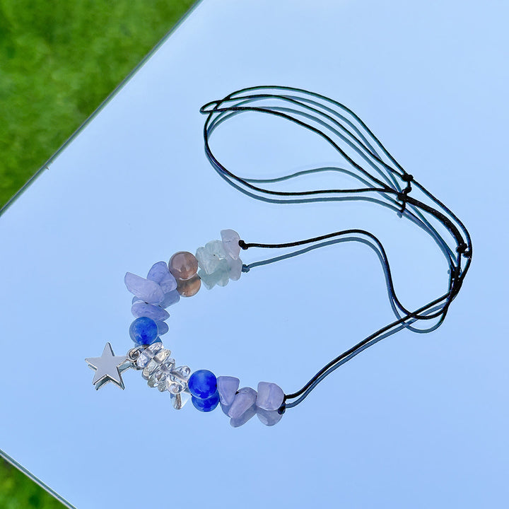 Olivenorma Natural Stone Butterfly Tassel Leather Wax Thread Necklace - image 35