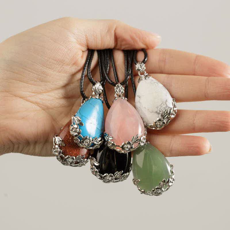 Natural Stone Water Drop Plum Necklace - image 2