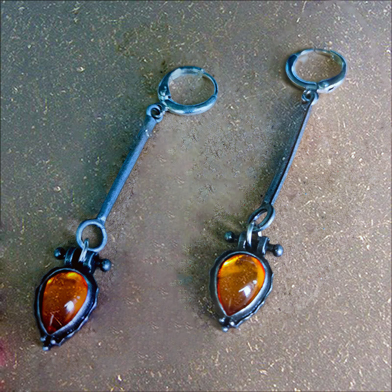 Olivenorma Tribe Water Drop Amber Stone Earrings - image 6