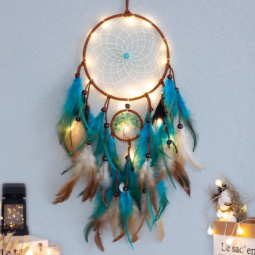 Olivenorma Green Aventurine Tree Of Life Dream Catcher - With Lights - image 6