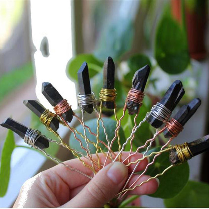 Olivenorma Handmade Thread Crystal Hairpin - Obsidian - image 16