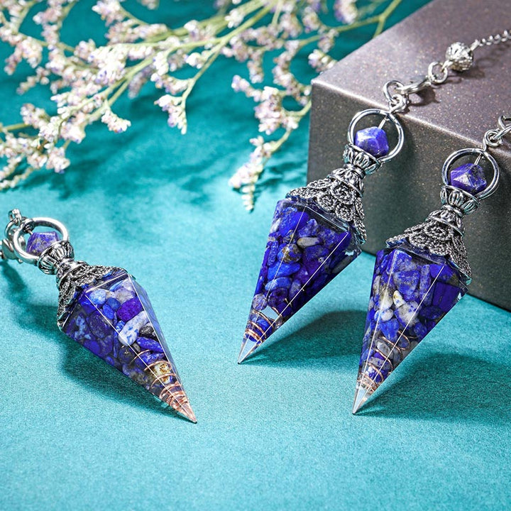 Olivenorma Lapis Lazuli Silver Color Chain Purification Pendulum - Silver - image 0