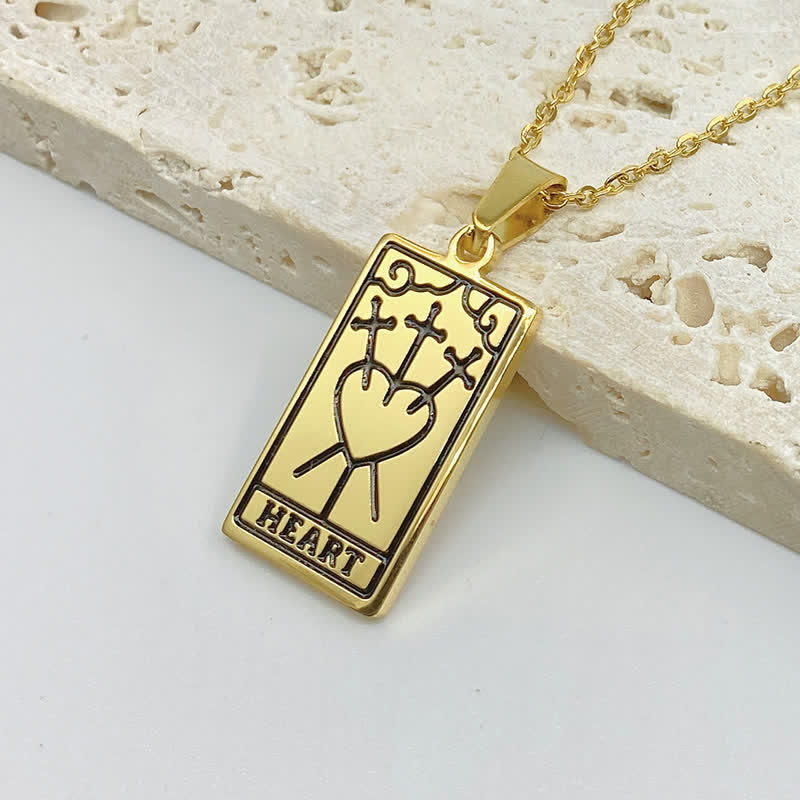 Olivenorma Vintage Tarot Card Fortune Necklace - Three of Swords - Gold - image 12