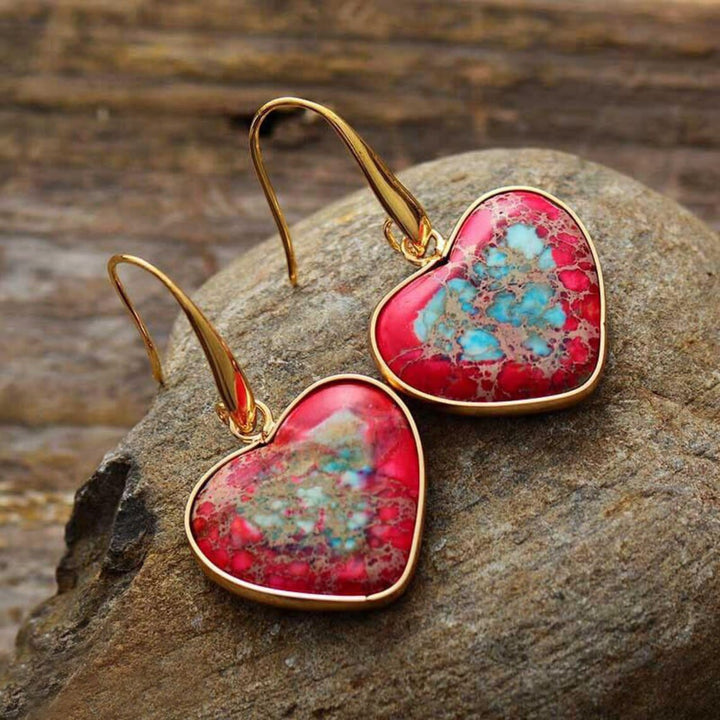 Olivenorma Oyster Turquoise Heart Shape Pendant Earrings - image 3