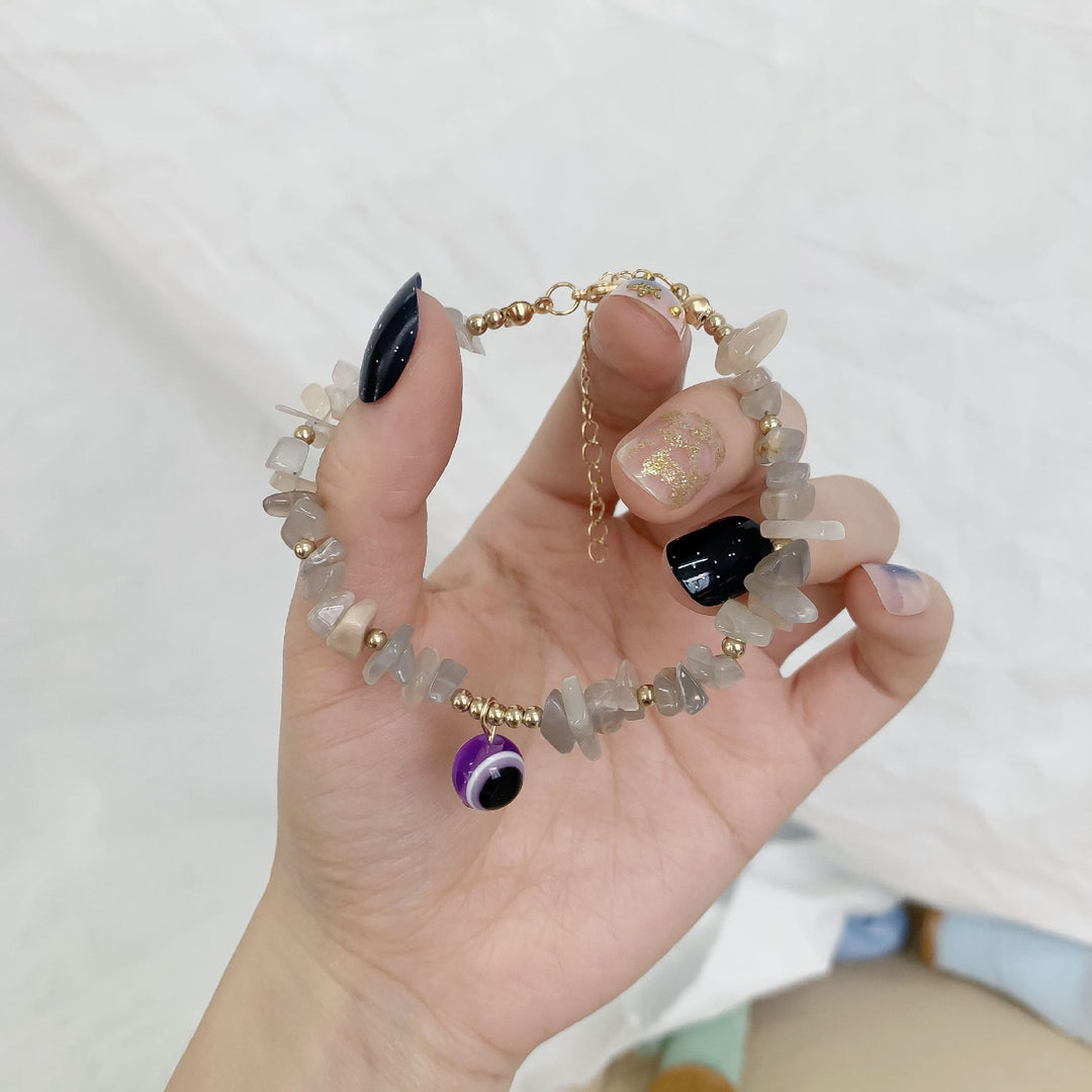 Olivenorma Natural Crystal Gravel Evil Eye Pendant Bracelet - image 29