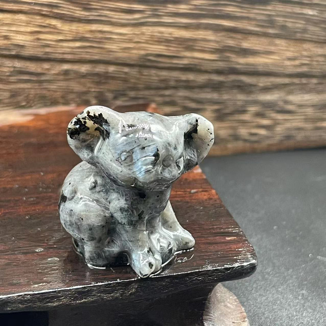Olivenorma 1.2 Inches Carved Cute Koala Figurine Gemstone Decoration - Black Spectrolite - image 28