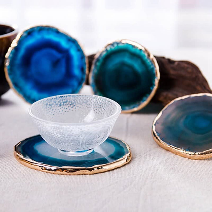 Olivenorma Blue Agate Coaster Gemstone Decoration - image 2