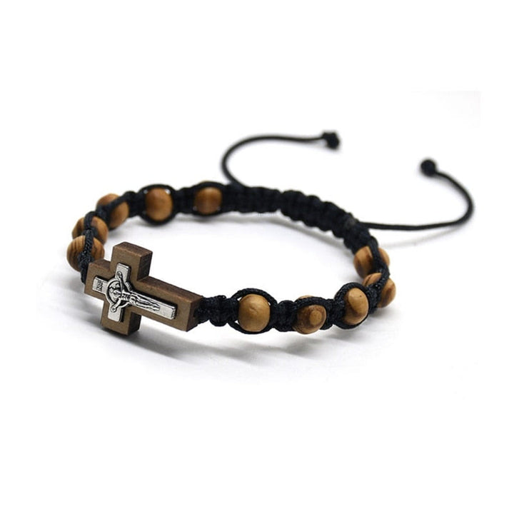 Olivenorma Cross Jesus Wooden Rosary Wrap Bracelet - image 5