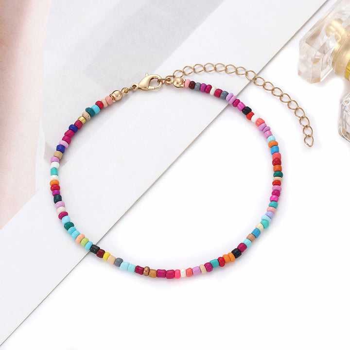 Olivenorma Turquoise Colored Beads Boho Anklet - image 4