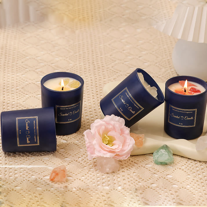 Olivenorma Blue Glass Bottle Crystal Scented Candle - image 0