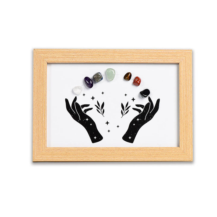 Olivenorma Hands Chakra Stone Crystal Wooden Photo Frame Decoration - image 5