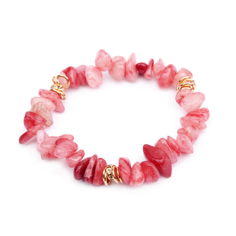 Olivenorma Irregular Stone Crystal Crushed Beads Bracelet - Strawberry Quartz - image 24
