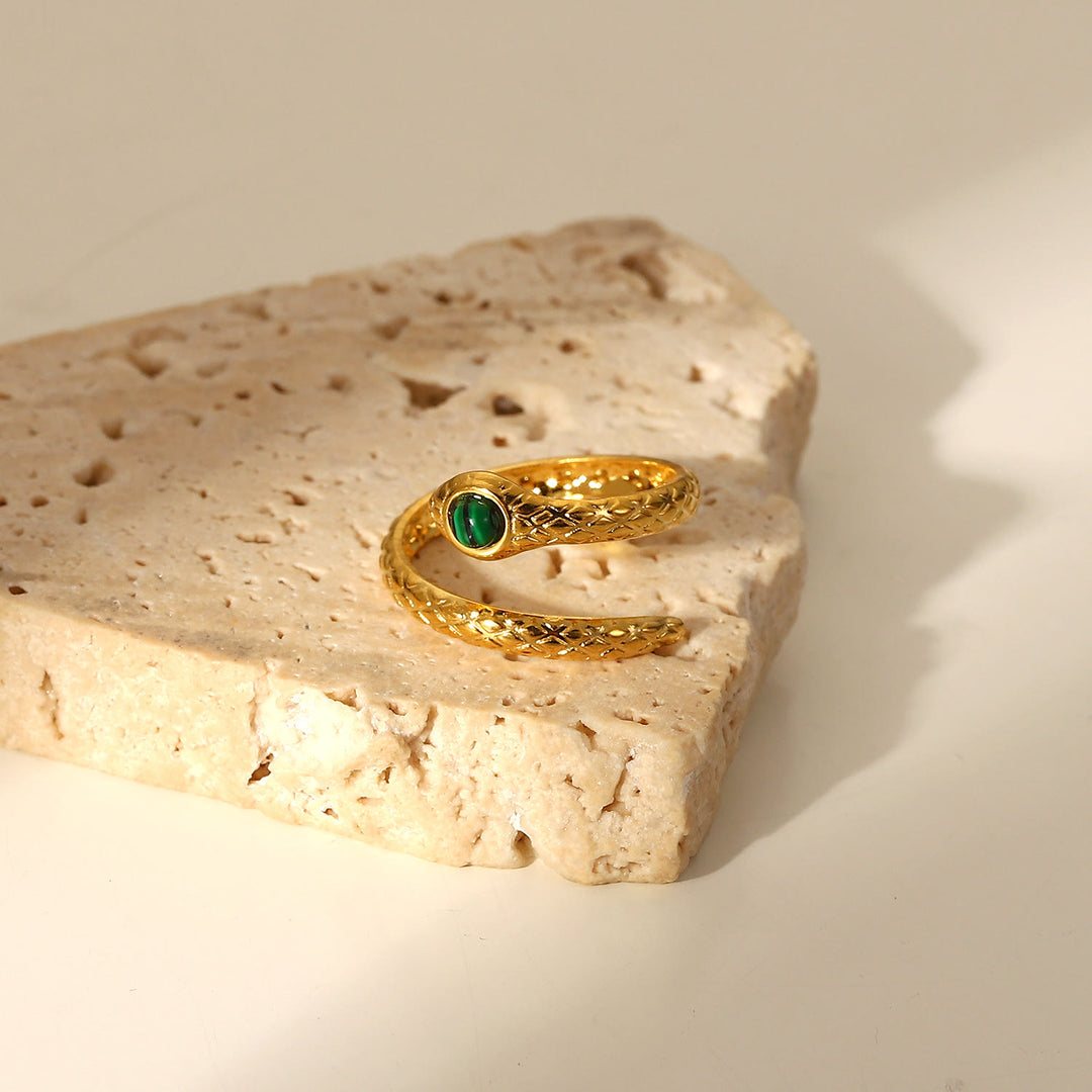 Olivenorma Gold Green Natural Malachite Open Ring Set - image 21