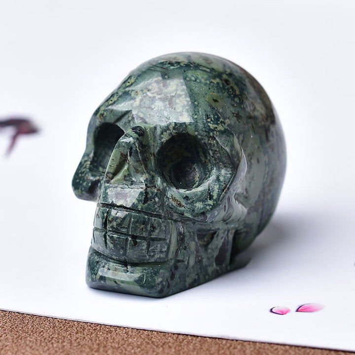 Olivenorma Crystal Engraved Skull Crafts Gemstone Decoration - India Agate - image 23