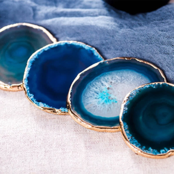 Olivenorma Blue Agate Coaster Gemstone Decoration - image 4