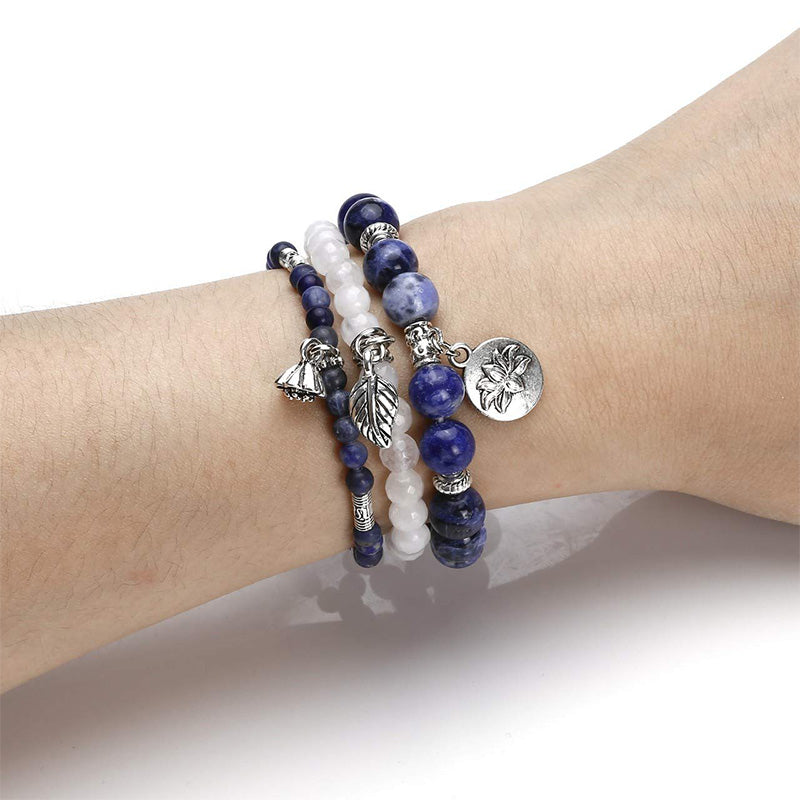 Olivenorma Sodalite Lotus Balance 3 - Piece Bracelet - image 1