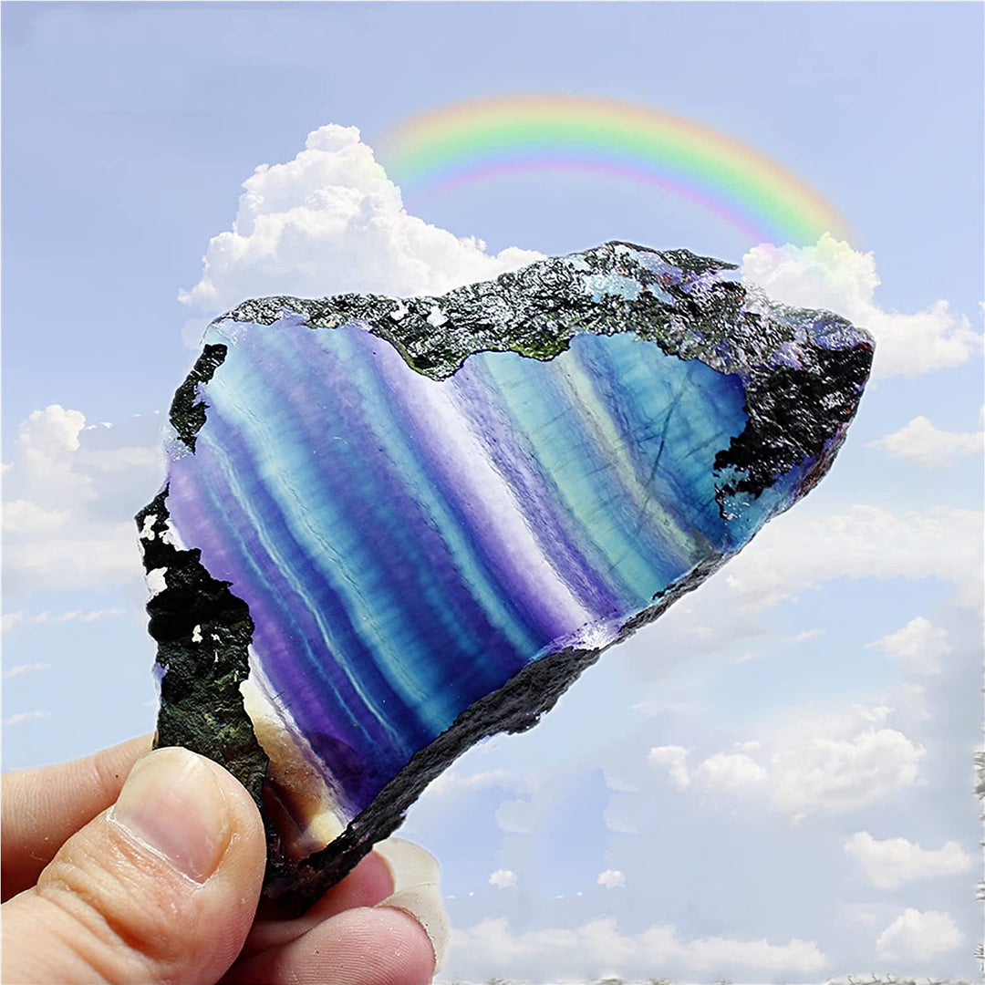 Olivenorma Natural Rough Rainbow Fluorite Gemstone Decoration - 400g - image 0