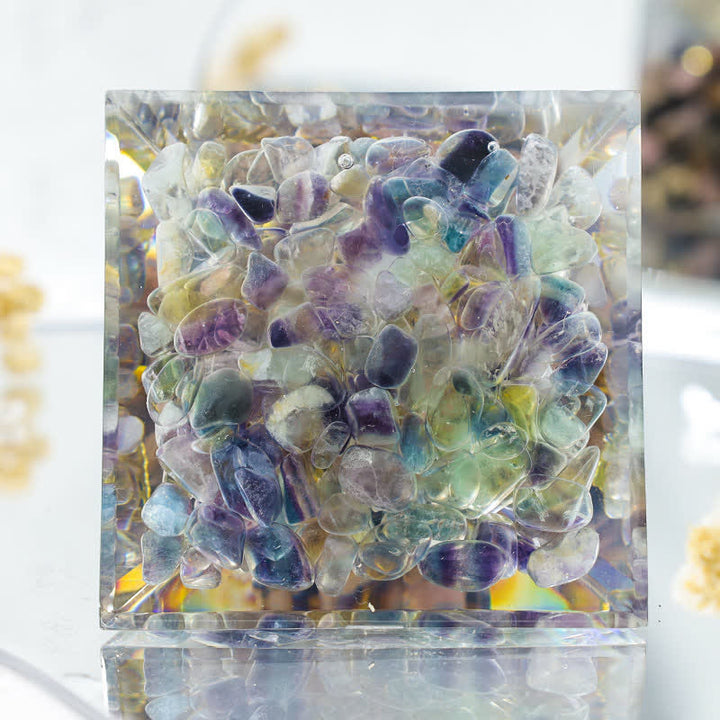 Olivenorma Rhodonite With Fluorite Growth Orgone Pyramid - image 2