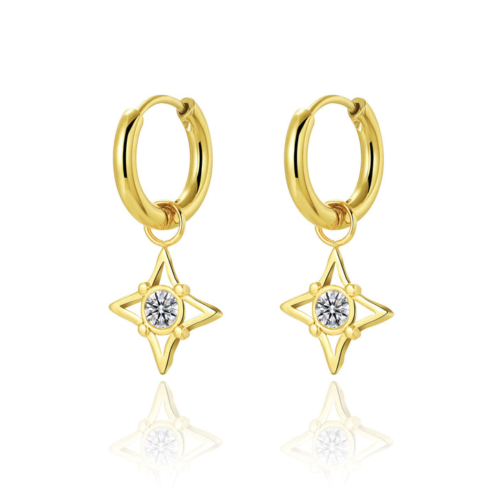 Olivenorma Natural White Turquoise Sun Moon Star Pendant Earrings - White Zircon - image 4