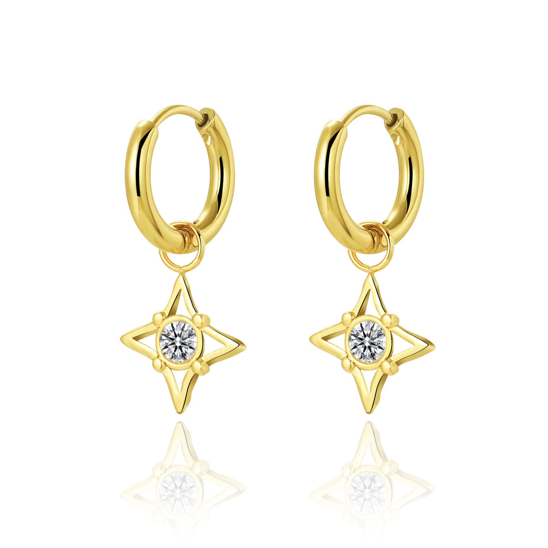 Olivenorma Natural White Turquoise Sun Moon Star Pendant Earrings - White Zircon - image 4