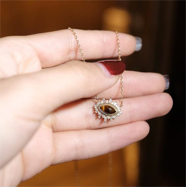 Olivenorma Natural Tiger Eye Palace Style Clavicle Necklace - image 7