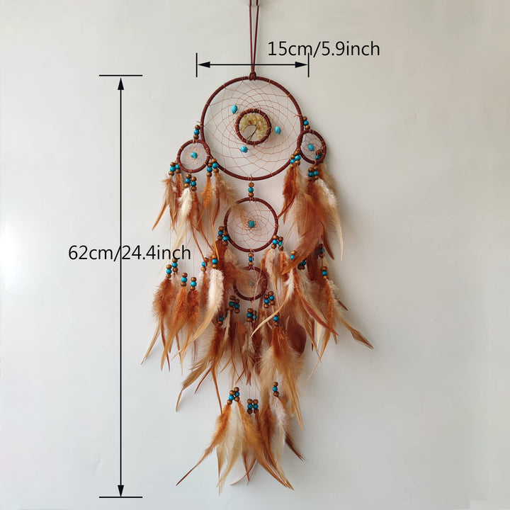 Olivenorma Citrine Turquoise Tree Of Life Feather Dream Catcher - image 5