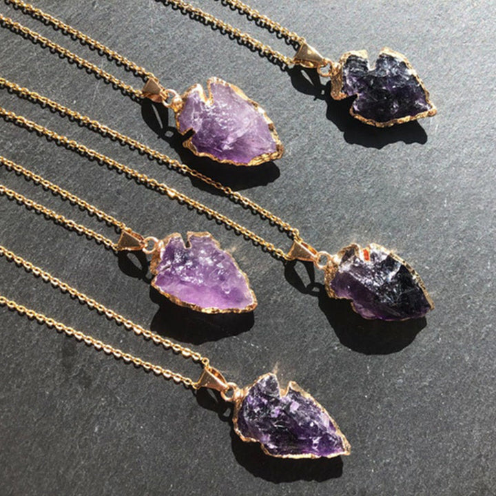 Olivenorma Natural Crystal Carnelian Arrowhead Necklace - Amethyst - image 5