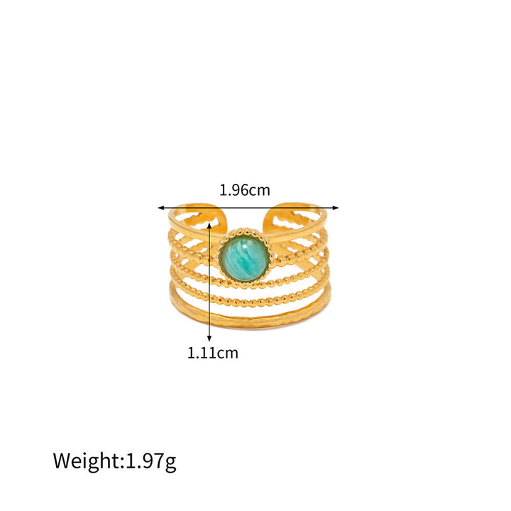 Olivenorma Natural Malachite Adjustable Irregular Ring - Amazonite - image 10