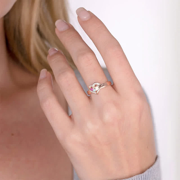 Olivenorma Creative Heart Personalized and Engraved Birthstones Ring - image 3
