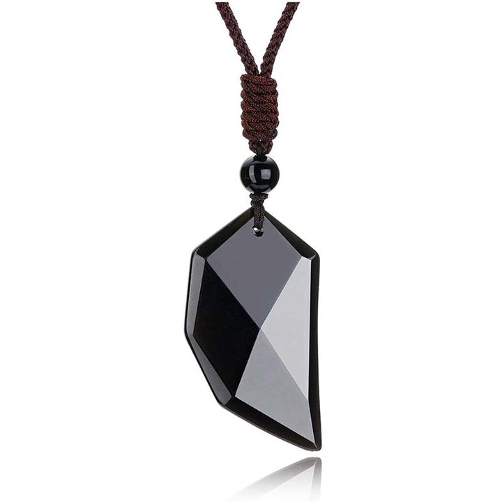 Olivenorma Obsidian Clear Quartz Heart Necklace - Obsidian - image 4