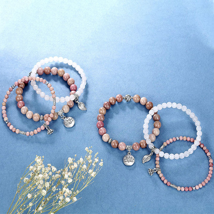 Olivenorma Rhodochrosite Lotus Symbol 3 - Piece Bracelet - image 4