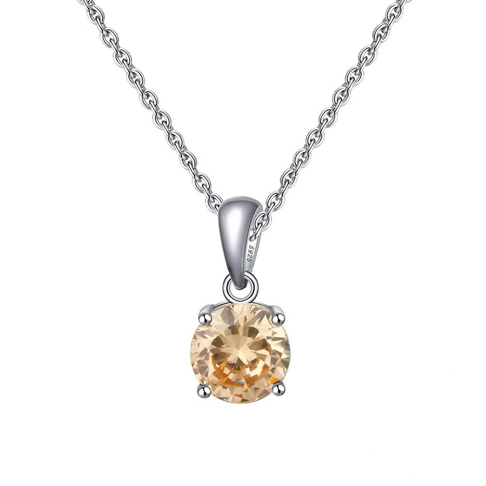 Olivenorma Multicolor Zircon Gemstone Four Claw Pendant Necklace - Champagne Zircon - image 12