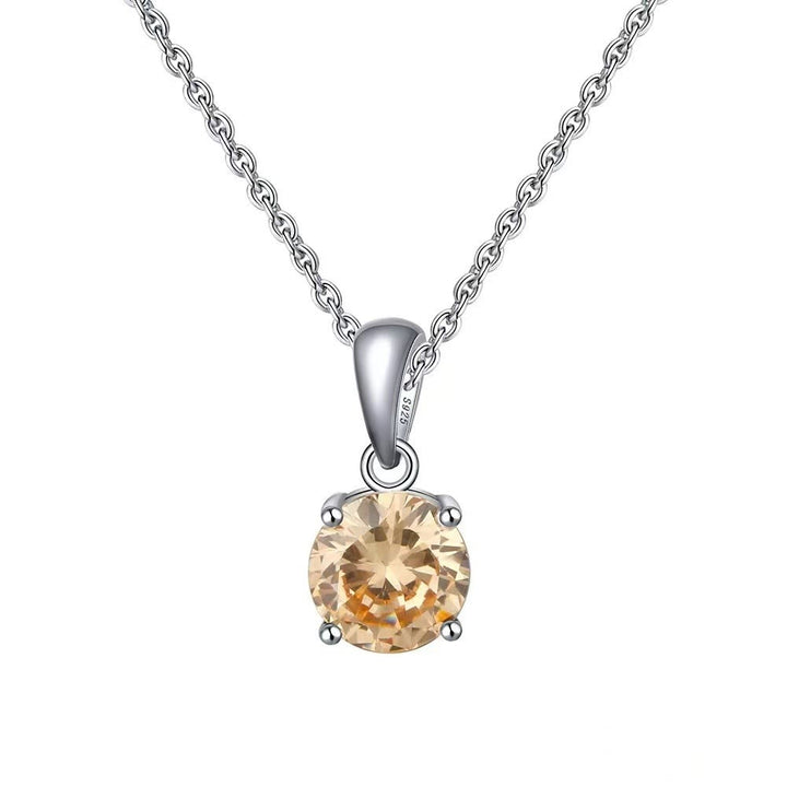 Olivenorma Multicolor Zircon Gemstone Four Claw Pendant Necklace - Champagne Zircon - image 12