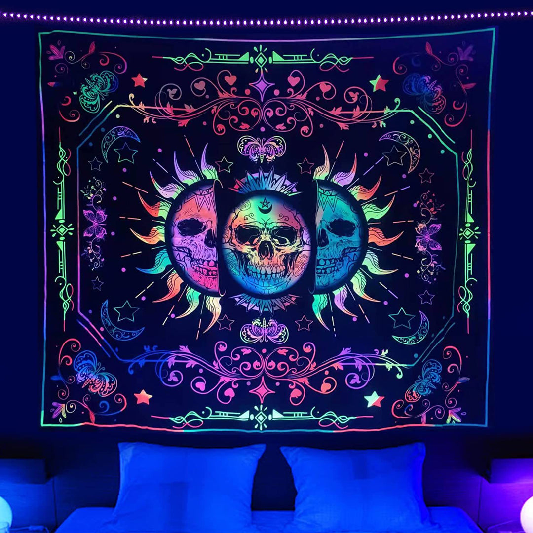 Olivenorma Dormitory Wall Purple Light Tapestry - Sun & Skull - Flannel - 230*150cm - image 4