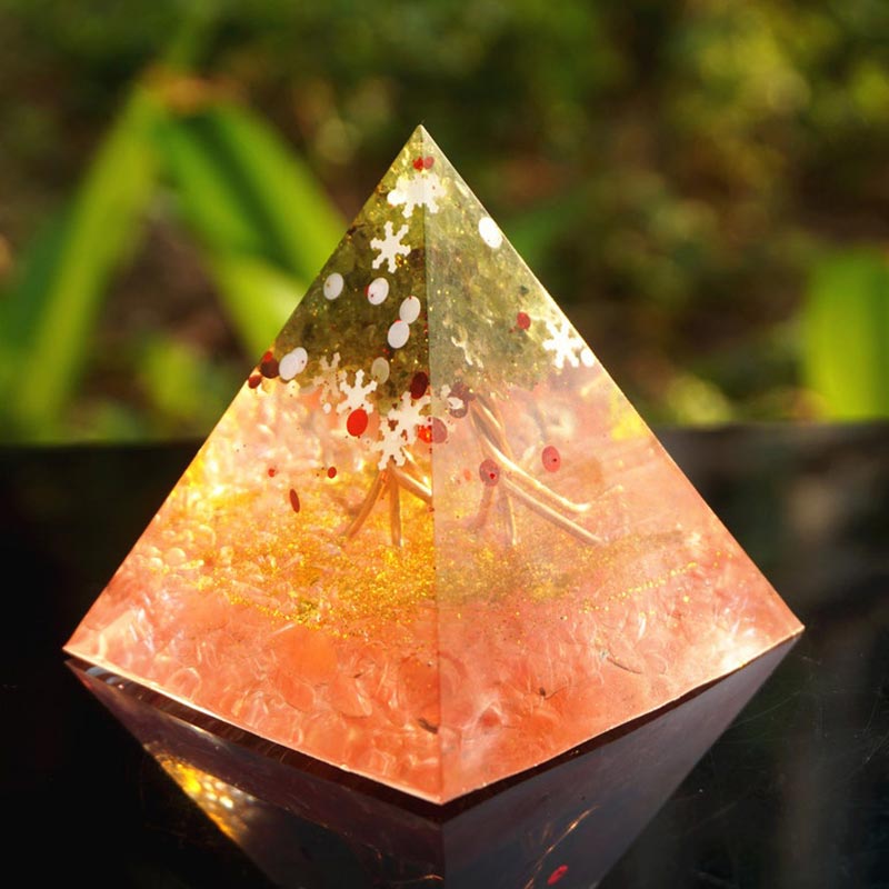 Olivenorma Christmas Pink Crystal Peridot Tree Of Life Orgone Pyramid - image 4