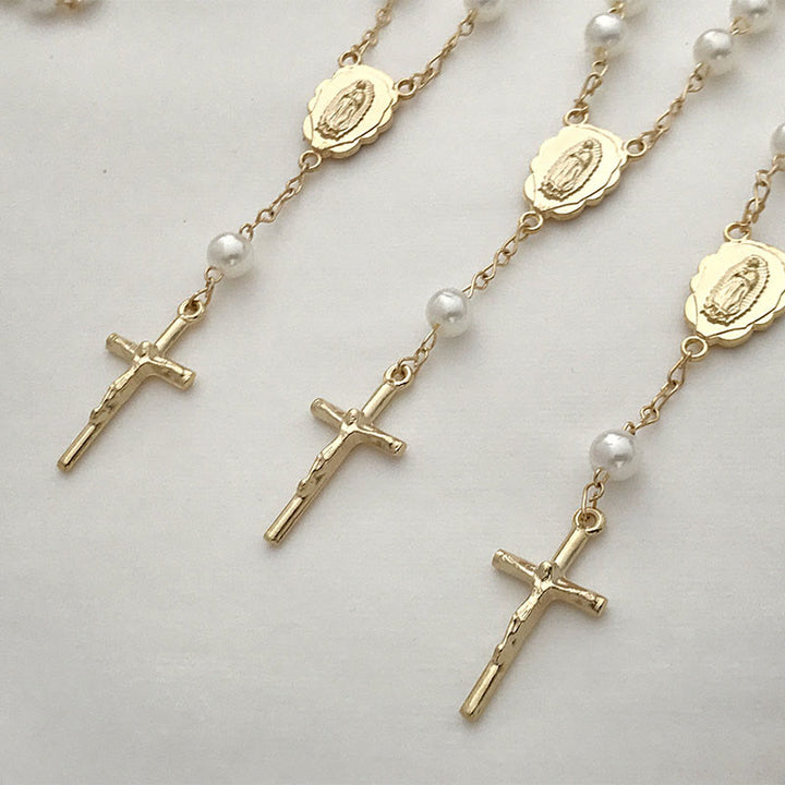 Olivenorma Pearl Cross Virgin Mary Rosary Bracelet - image 1