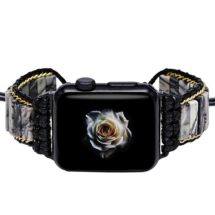 Olivenorma Black Jasper Beaded Apple Watch Strap Wrap Bracelet - image 4