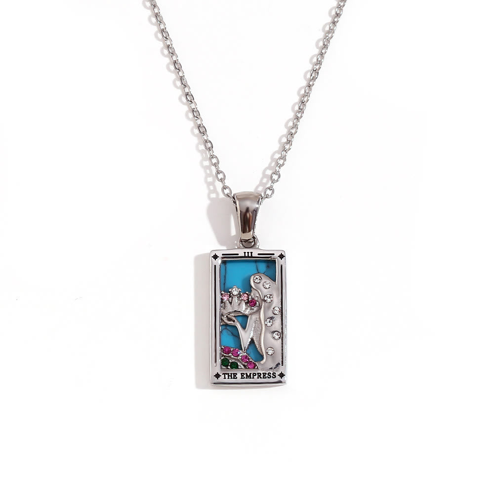 Olivenorma Stainless Steel 18k Gold Plated Tarot Card Necklace - THE EMPRESS - Silver - image 16