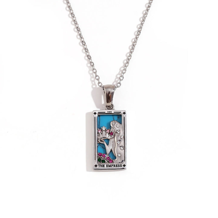 Olivenorma Stainless Steel 18k Gold Plated Tarot Card Necklace - THE EMPRESS - Silver - image 16