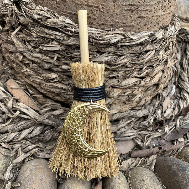 Olivenorma Handmade Mini Broom Crystal Ornamet - Gold Moon #2 - image 23