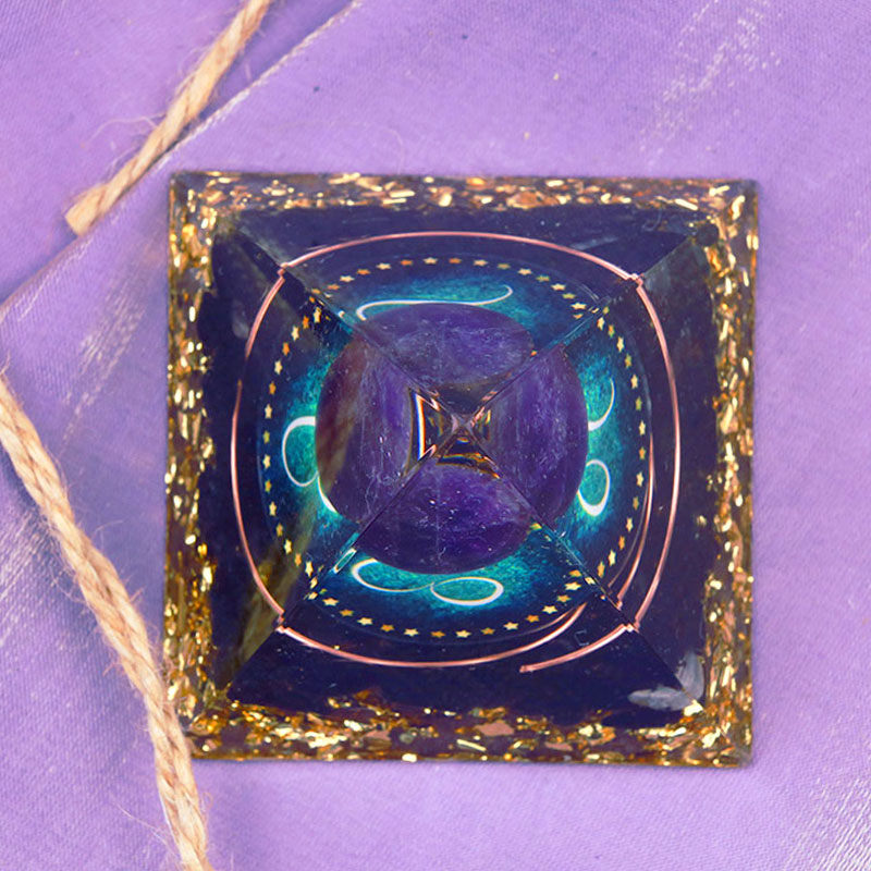 Olivenorma Amethyst Sphere With Obsidian Zodiac Leo Orgone Pyramid - image 3