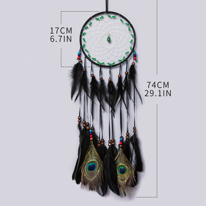 Olivenorma Natural Green Aventurine Peacock Feather Dream Catcher - Sun - image 3